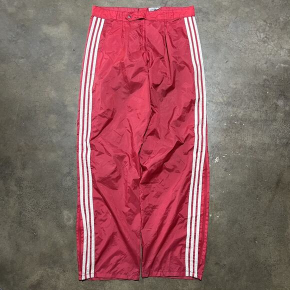 Vintage 70s 80s Adidas Red Windbreaker Sweatpants 36x34 - Picture 1 of 4